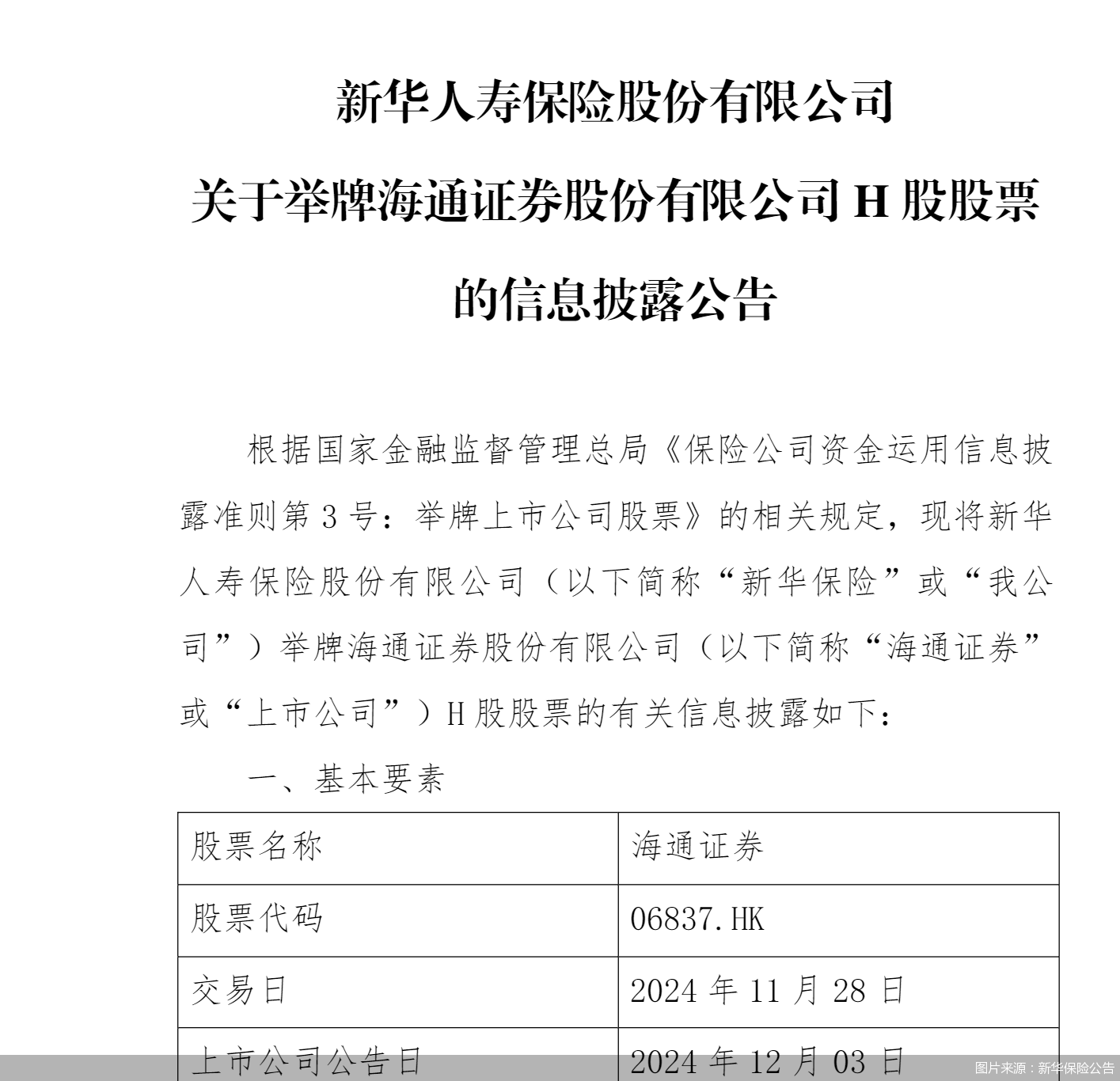 新华保险增持海通证券H股至5.02%激活资本市场关注