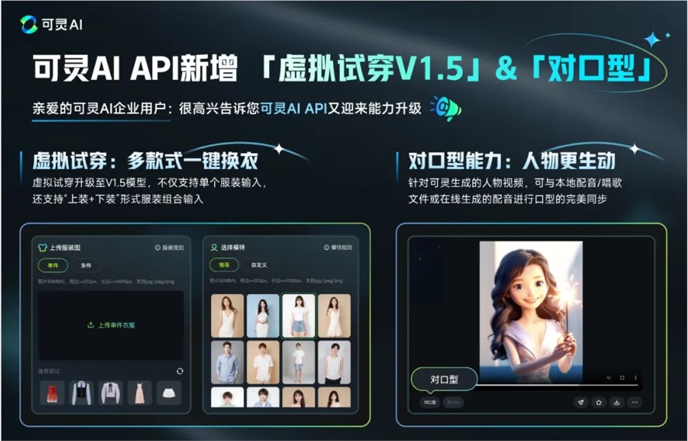 快手可灵AI升级：虚拟试穿与对口型新突破