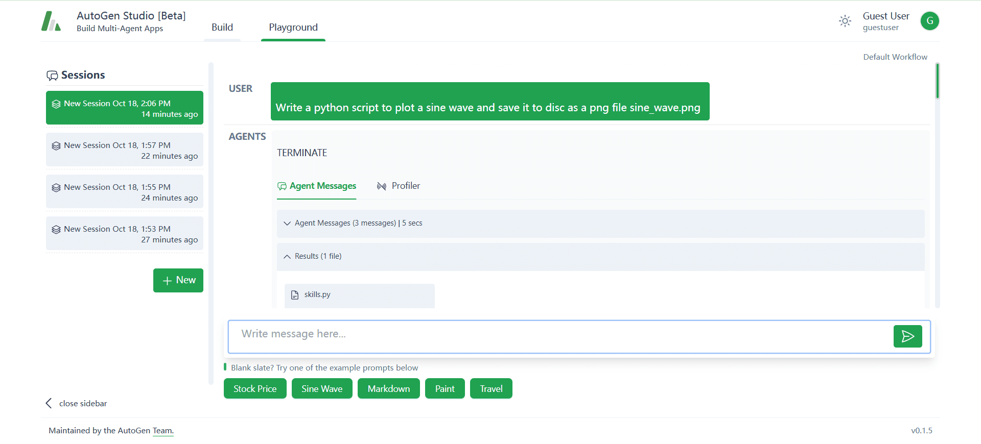 AutoGen Studio: User Interface for Multi-Agent System AutoGen