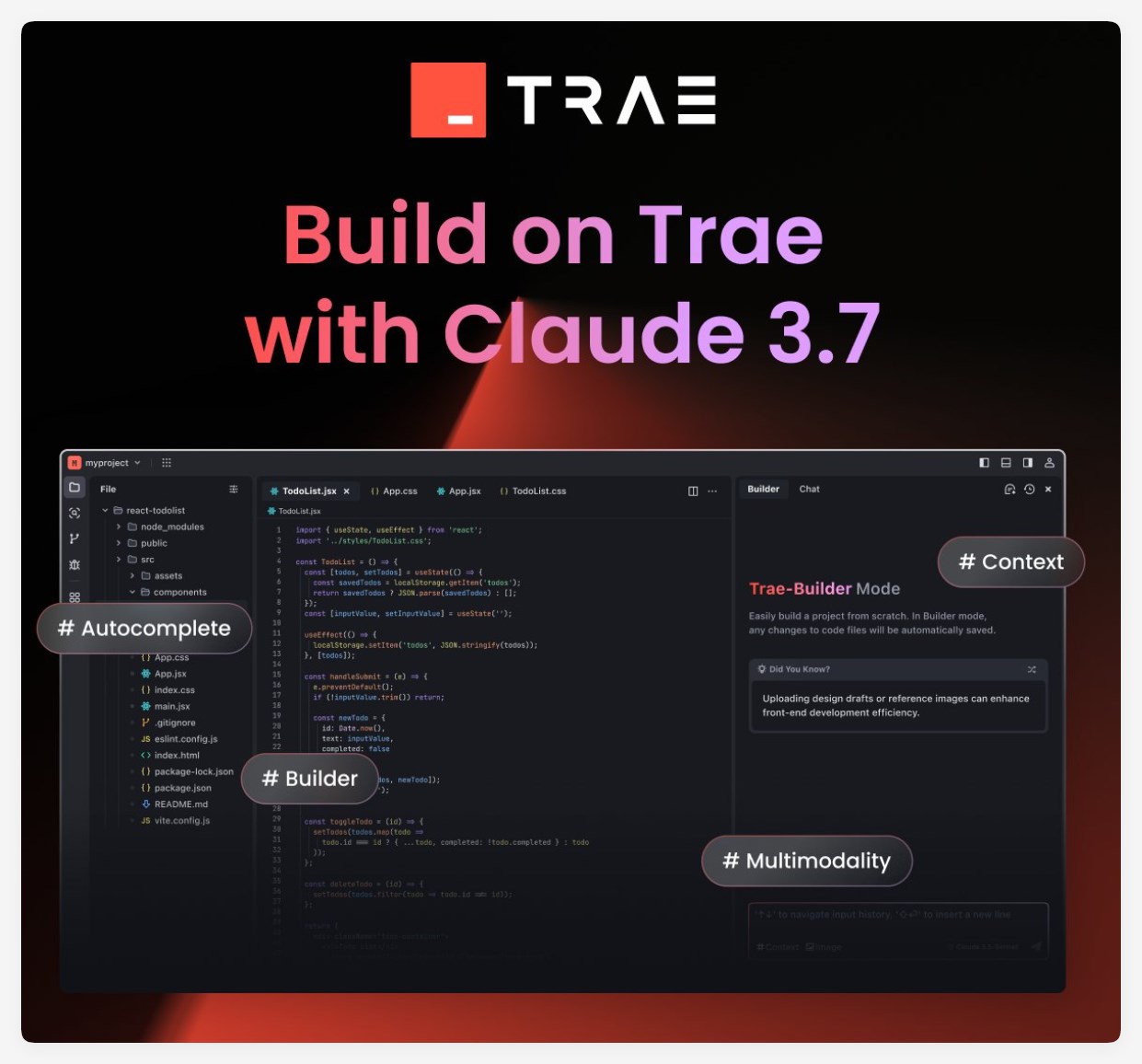 Trae平台推出Claude3.7，升级体验全新AI功能